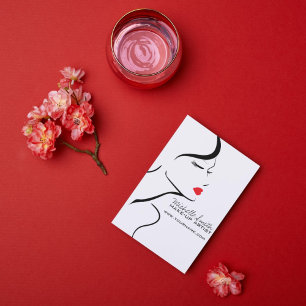 Makeup Icon Woman face in black white red lips Postcard
