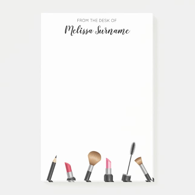Makeup Items Design & Personalised Name Post-it Notes (Front)