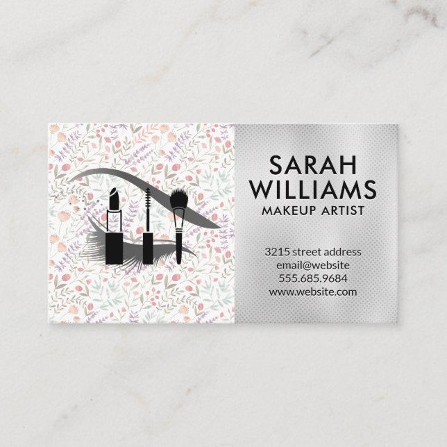Makeup Kit | Eye Lashes | Flowers in Bloom Business Card (Front)