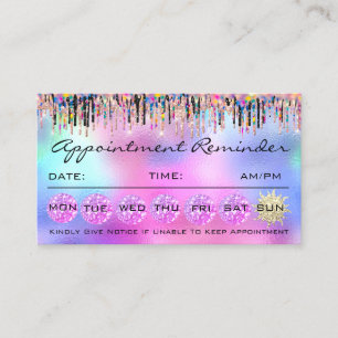 Makeup Lashes Appointment Reminder Holographic Business Card