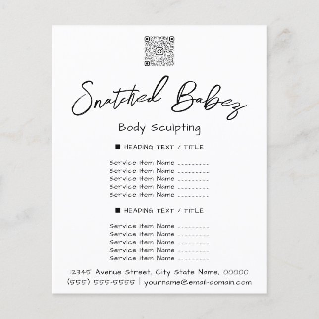 Makeup Lashes Beauty Hair Salon QR LOGO White Flyer (Front)