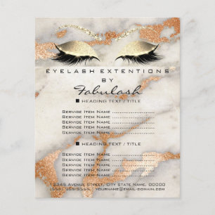 Makeup Lashes Beauty Salon Flyer Marble Coral Gold