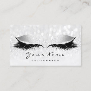 Makeup Lashes Glitter Silver Grey Appointment Card