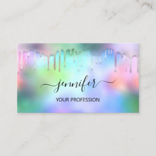 Makeup Lashes Hair Nails Holograph Pink Business Card