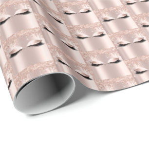 Makeup Lashes Rose Spark Bridal Sweet 16th Glitter Wrapping Paper