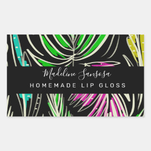 Makeup Lipgloss Bright Jungle Doodles Black Rectangular Sticker