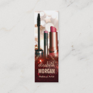 Makeup Lipstick Eyebrow Pencil Modern Gold Glitter Mini Business Card