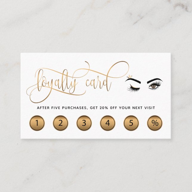 Makeup loyalty card wink eye lashes lash extension (Front)