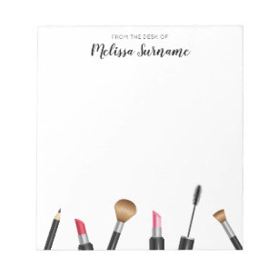 Makeup Mascara, Lipstick, Pencil, Brushes & Name Notepad