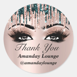 Makeup Mink Lashes Extension Drips  Rose Thank You Classic Round Sticker