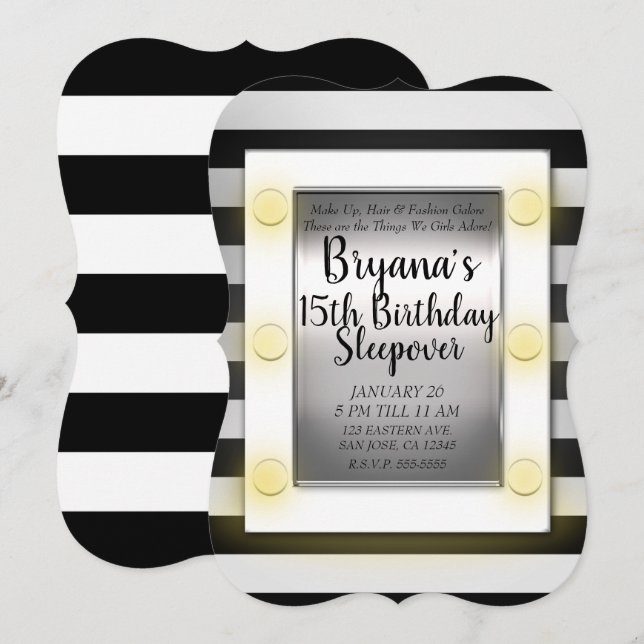 Makeup Mirror Beauty Makeover Teen Birthday Party Invitation (Front/Back)