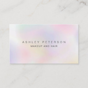 Makeup modern pink pearl iridescent holographic business card