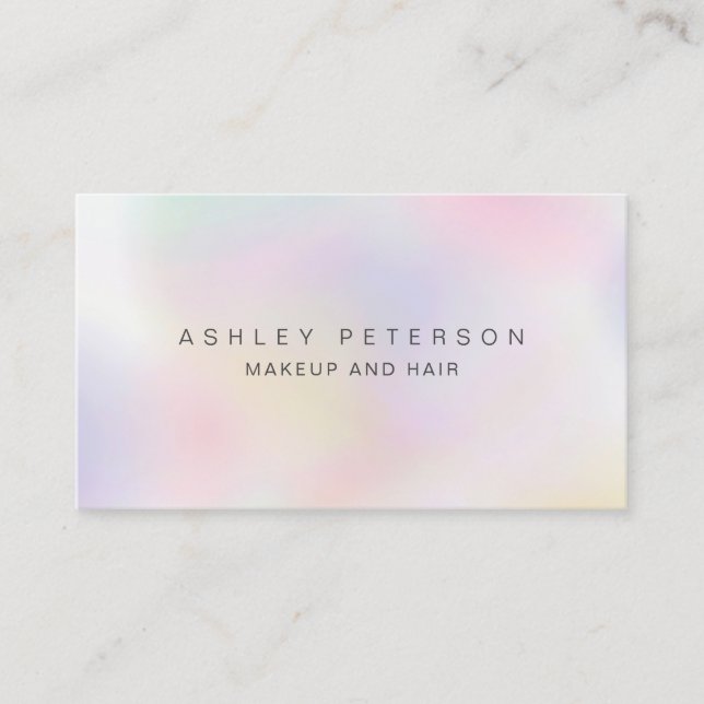 Makeup modern pink pearl iridescent holographic business card (Front)