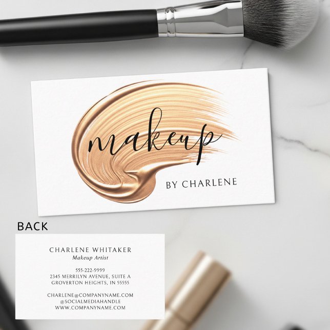 Makeup Modern Script Calligraphy Business Card (Creator Uploaded)