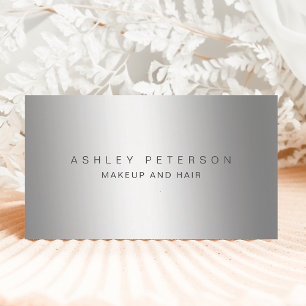 Makeup modern simple silver grey metallic foil business card