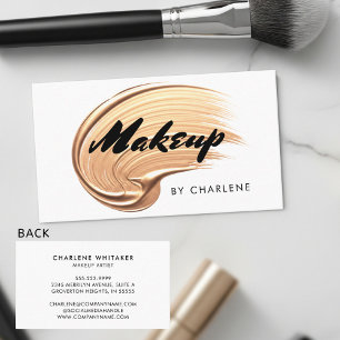 Makeup Modern Typography Black Gold Business Card