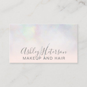 Makeup monogram typography blush pink pearl nacre business card