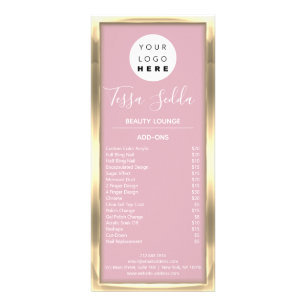 Makeup Nail Manicure Pedicure Pink Price List Rack Card