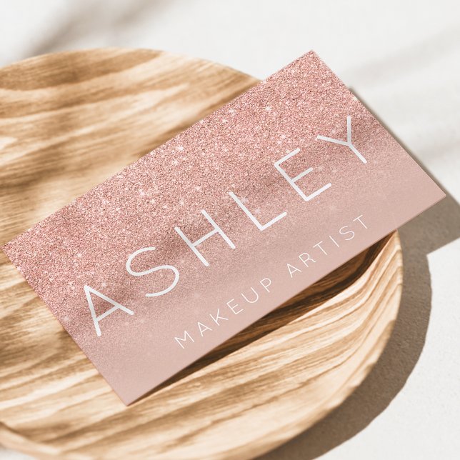 Makeup name elegant typography blush rose gold business card (Creator Uploaded)
