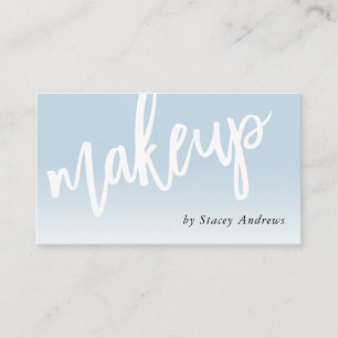 MAKEUP OMBRE FADE cute brush lettered pale blue Business Card