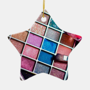 Makeup Palette and Brushes - Beauty Print Ceramic Tree Decoration