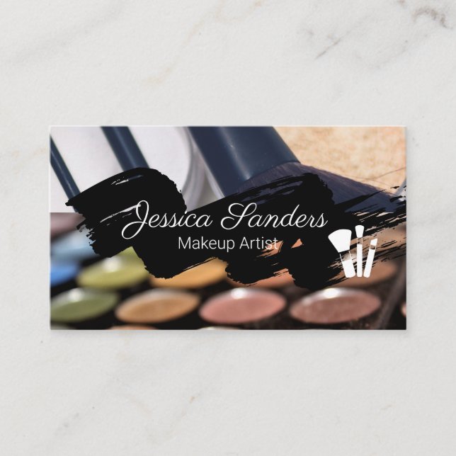 Makeup Palette and Brushes | Modern Business Card (Front)
