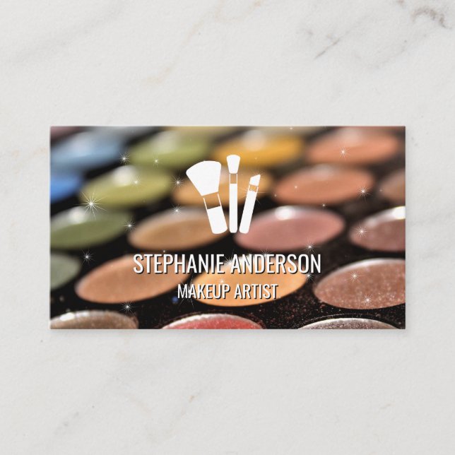 Makeup Palette  | Makeup Brush Logo | Sparkle Business Card (Front)