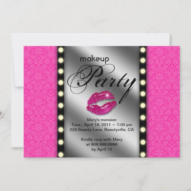 Makeup Party Invitation Advertisement Mirror (Front)