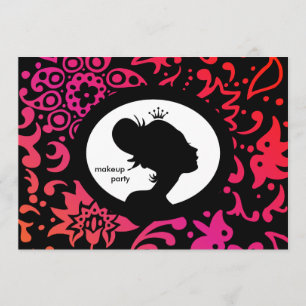 Makeup Party Invitation Crown Colourful Woman