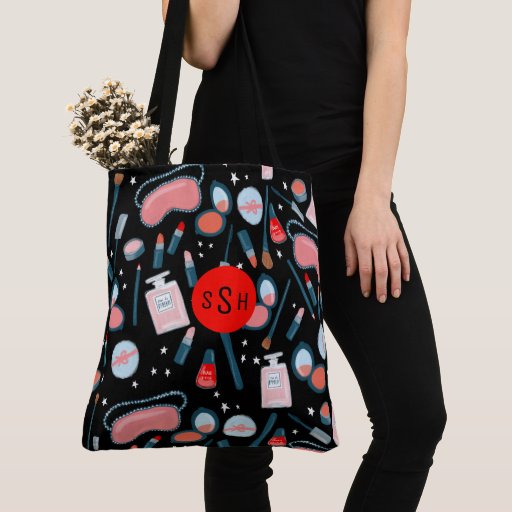 Image of Makeup, Perfume, Cosmetics Tote Bag MONOGRAM black