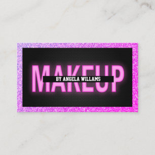 Makeup Pink Neon Rainbow Glitter Girly Beauty Business Card