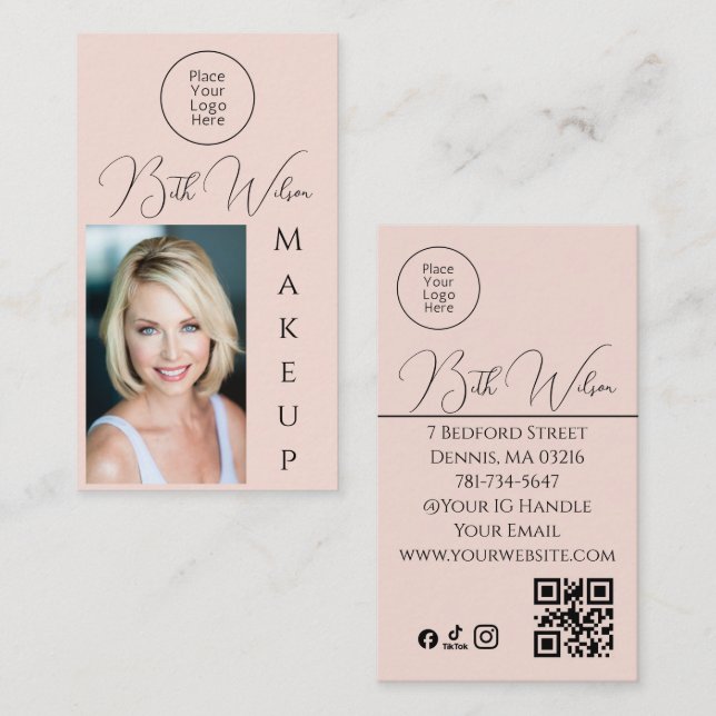 Makeup Pink, QR Code, Vertical Business Card (Front/Back)