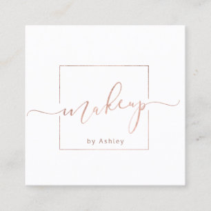 Makeup premade logo modern white chic minimalist square business card