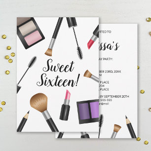 Makeup Products Sweet Sixteen Birthday Party Invitation