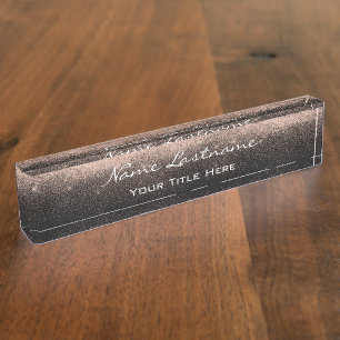 Makeup Rose Esthetician Beauty Black Gold Confetti Nameplate