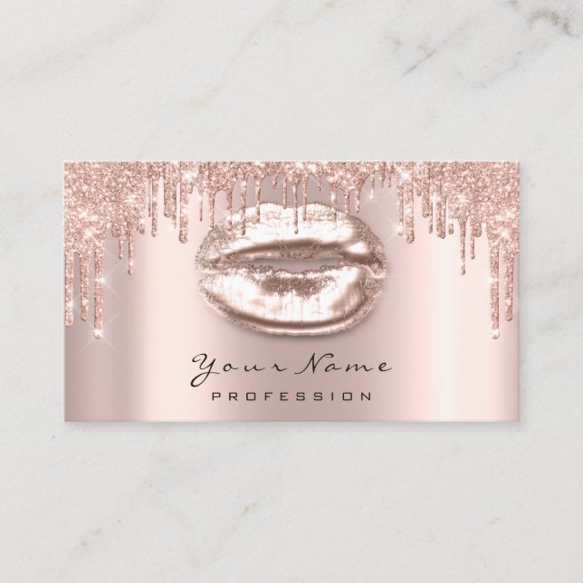 Makeup Rose Glitte Spark Lips Wax Appointment Card (Front)