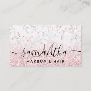 Makeup rose gold glitter marble sparkle confetti business card