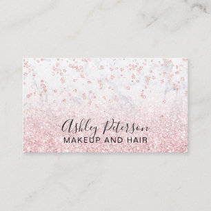 Makeup rose gold glitter marble sparkle confetti business card
