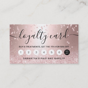 Makeup rose gold glitter metallic sparkle confetti loyalty card