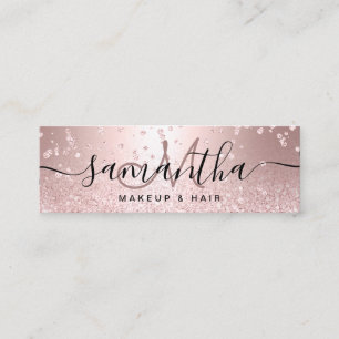 Makeup rose gold glitter metallic sparkle confetti mini business card