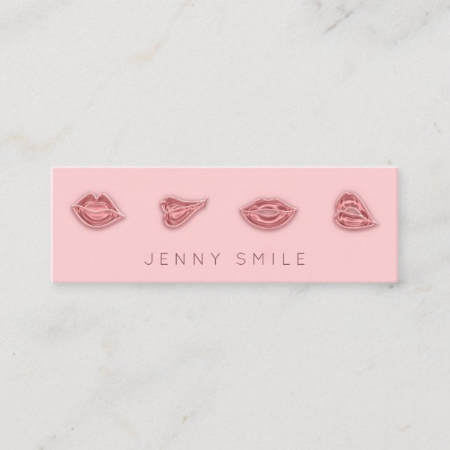 Makeup Rose Lip Nurse Cosmetic Injector Qr Logo Mini Business Card (Front)