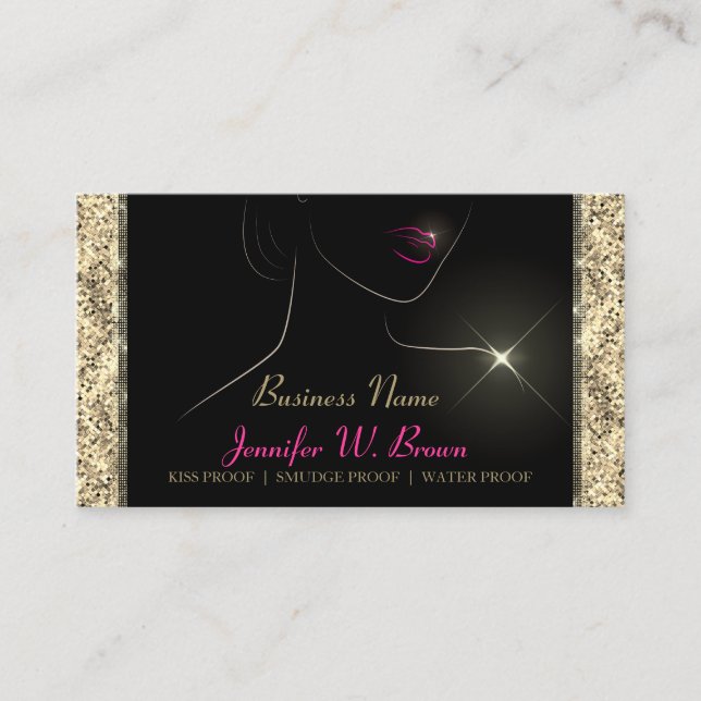 Makeup Salon Gold Lipstick Seller Business Card (Front)
