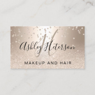 Makeup script confetti chic gold glitter metallic business card