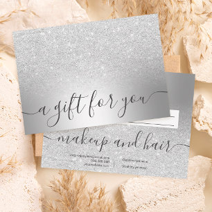 Makeup silver glitter foil gift certificate