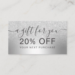 Makeup silver glitter ombre metallic foil gift discount card