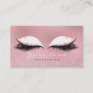 Makeup Silver Pink Rose White Glass Lashes Glitter Business Card