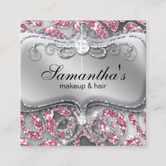 Makeup Sparkle Jewellery Leopard Pink Business Car Square Business Card