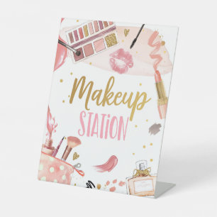 Makeup Station Spa Party Girl Glamour Birthday Pos Pedestal Sign