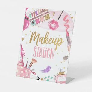 Makeup Station Spa Party Girl Glamour Birthday Pos Pedestal Sign