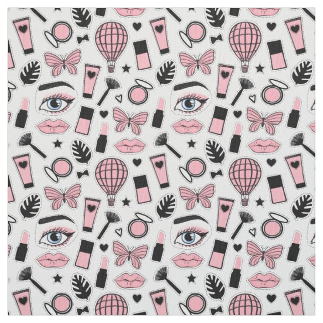 Makeup Sticker Pattern Fabric (Swatch)